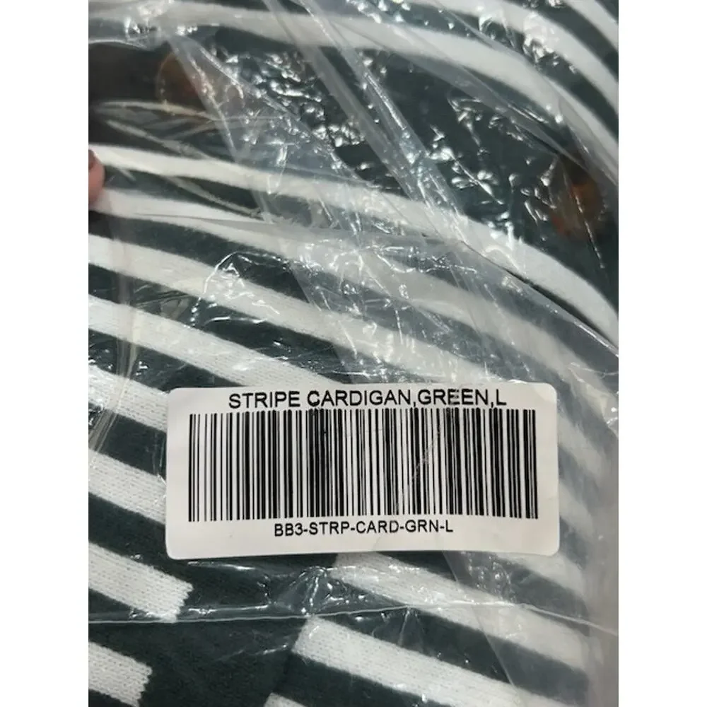 NWT Bogey Boys Mens Golf Cardigan Sweater Striped Heavyweight Green White Size L